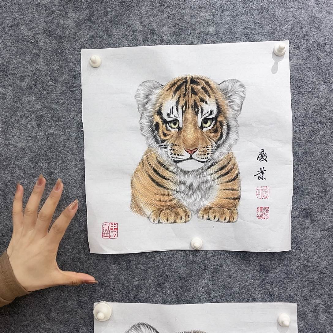 国画赵庆业老师亲笔手绘月 