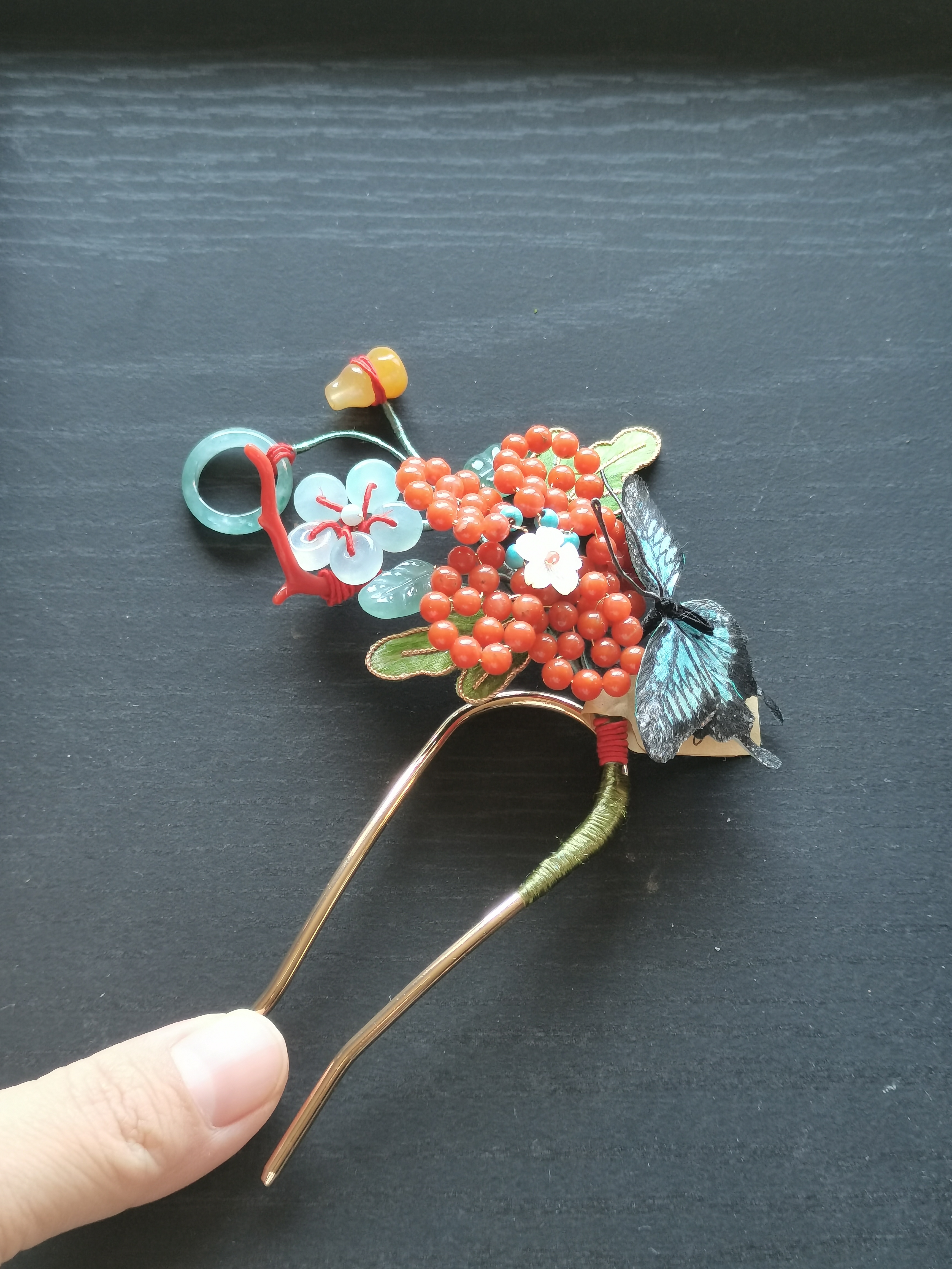 蝶贝天然石多宝【no退no换】新中式古风盘发簪子日常发饰