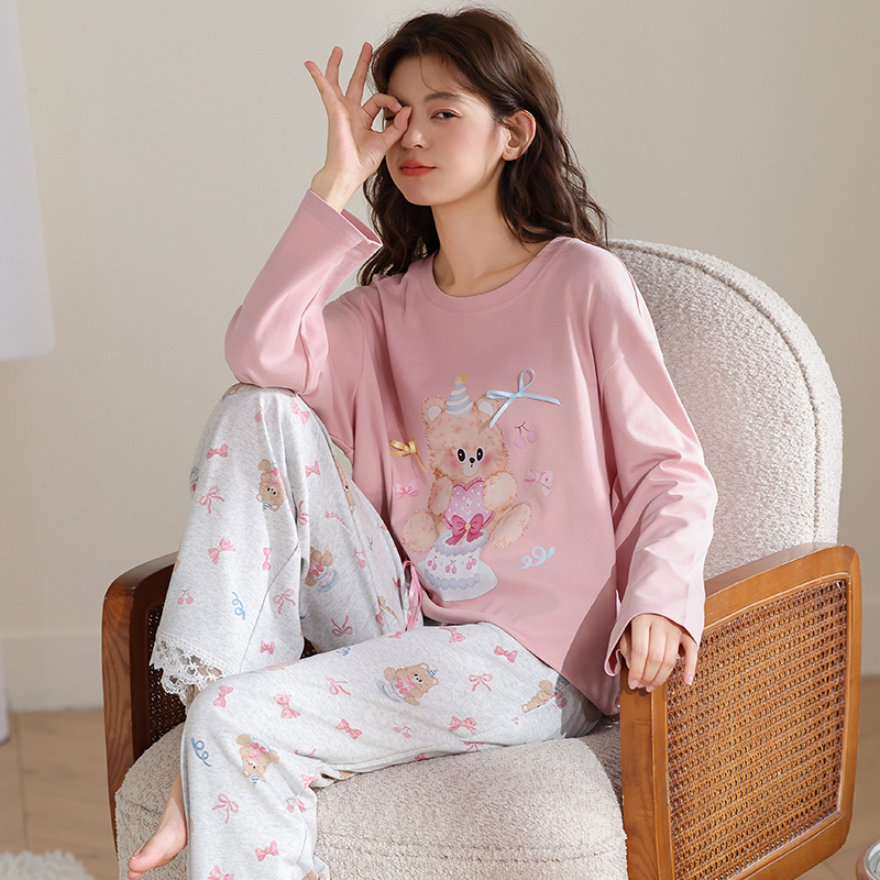 秋冬季2025新款睡衣精梳棉休闲少女可爱长袖春秋可外穿家居服套装