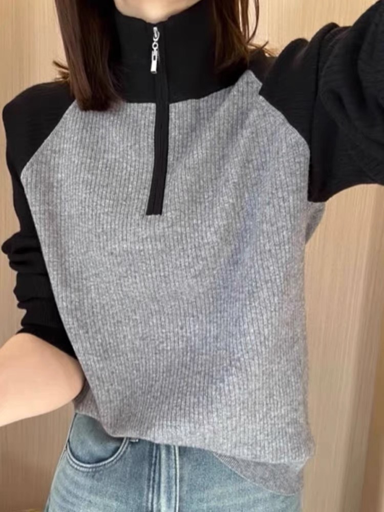 套头款秋季女针织不褪色毛针织衫长袖针织衫百搭时尚显瘦休闲连帽