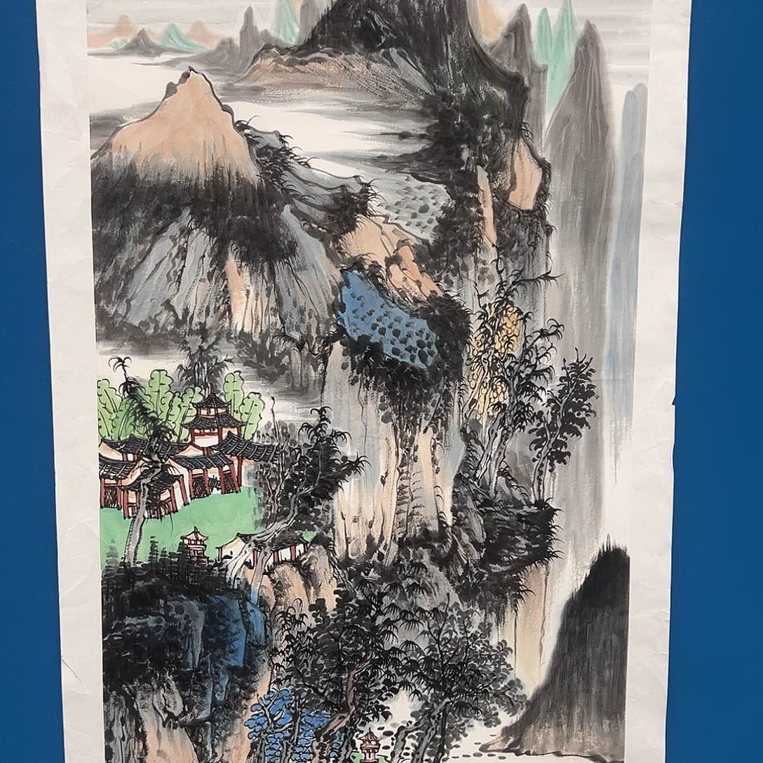 国画朱大明原作溯源带证件合影视频