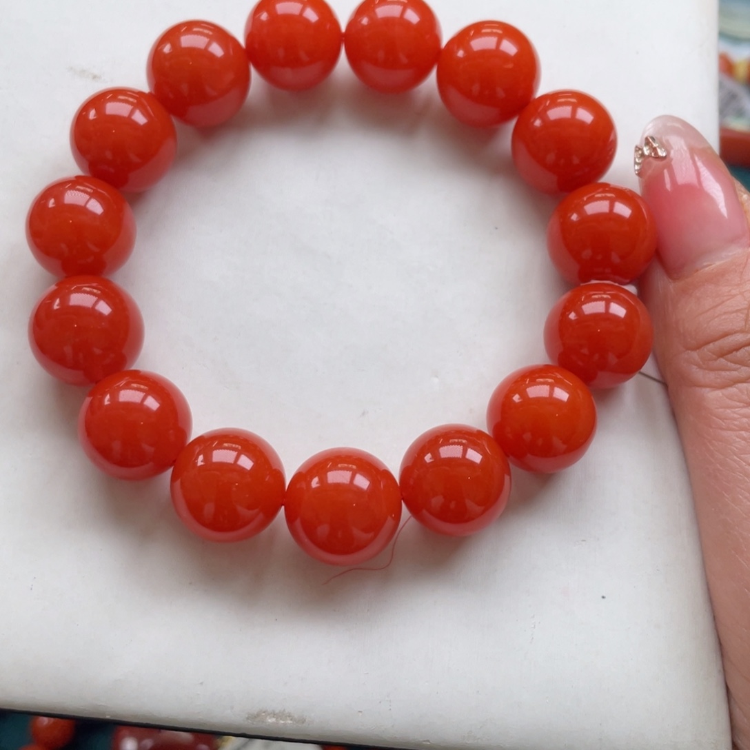 南红玛瑙未镶嵌毕业级保山南红单圈14+mm