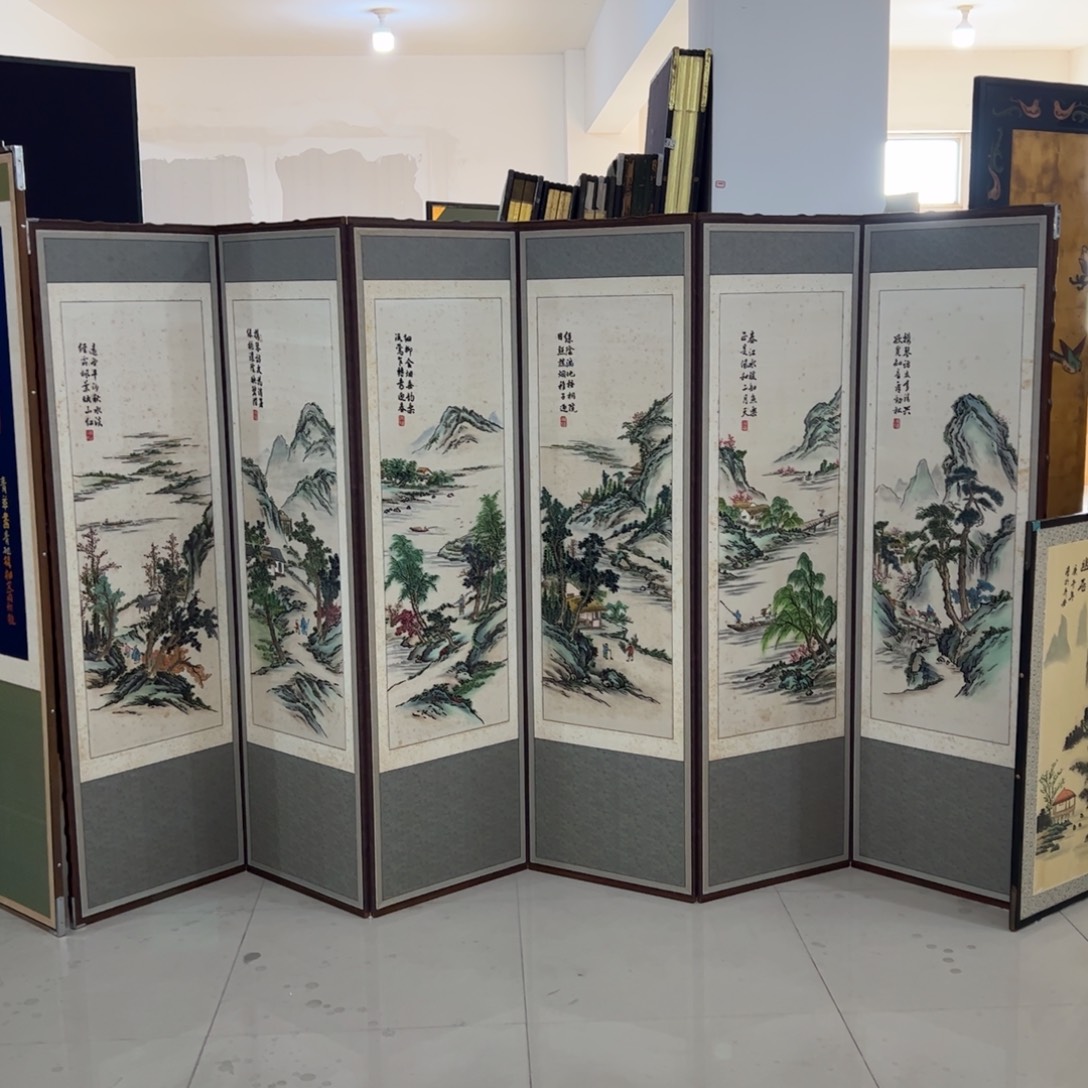 绘画屏风框画茶空间设计
