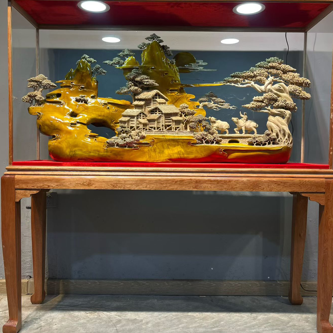 小叶金丝楠木精雕新品，五牛纳福，规格长145宽41高153