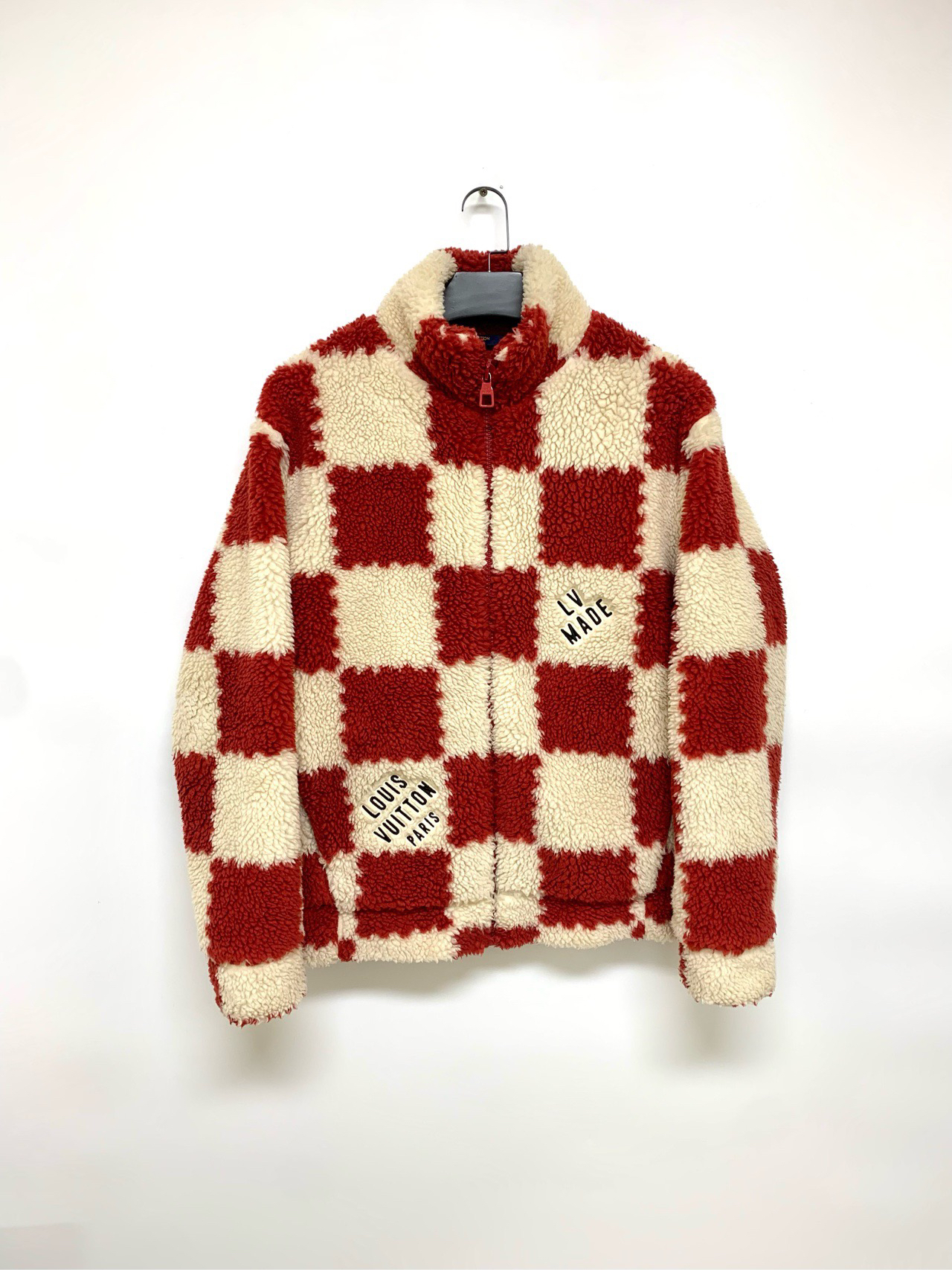 99新 LouisVuitton/路易威登 【Lv】白红棋盘格泰迪外套/XL码 
