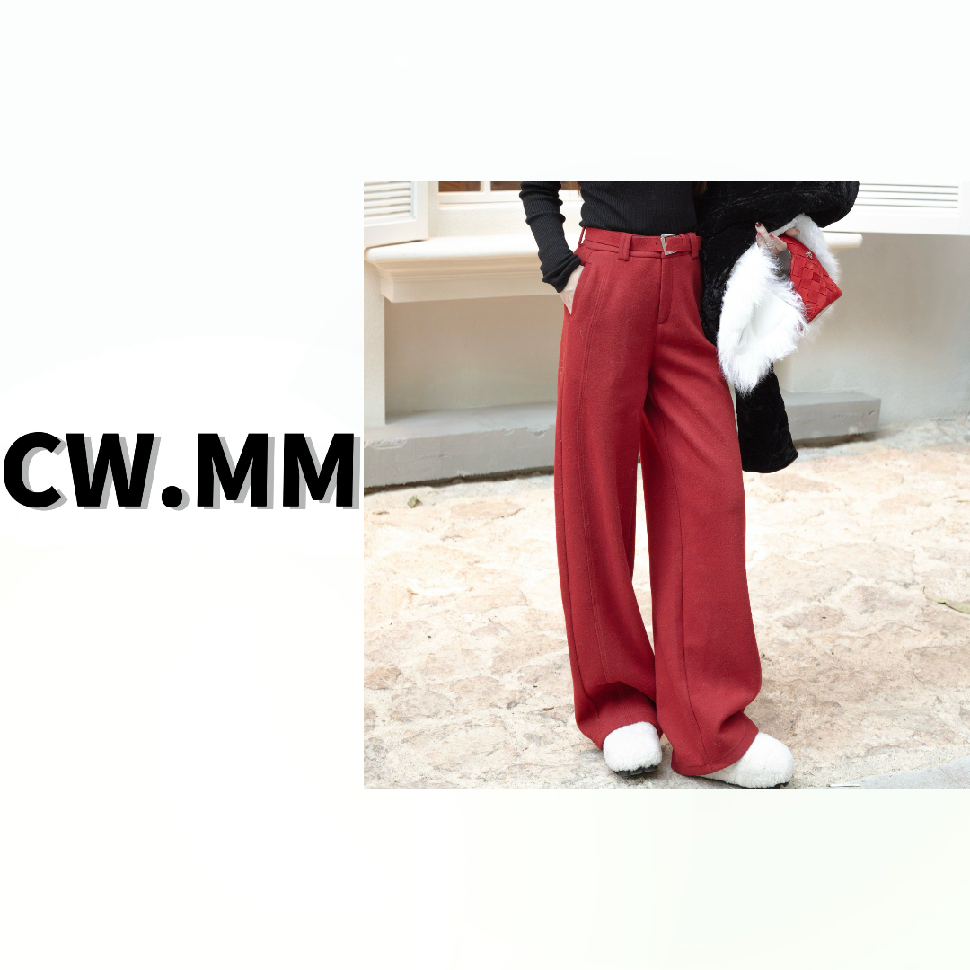 CW.MM【比例神裤】千禧红- 高腰直筒宽松显瘦垂感百搭秋冬长裤