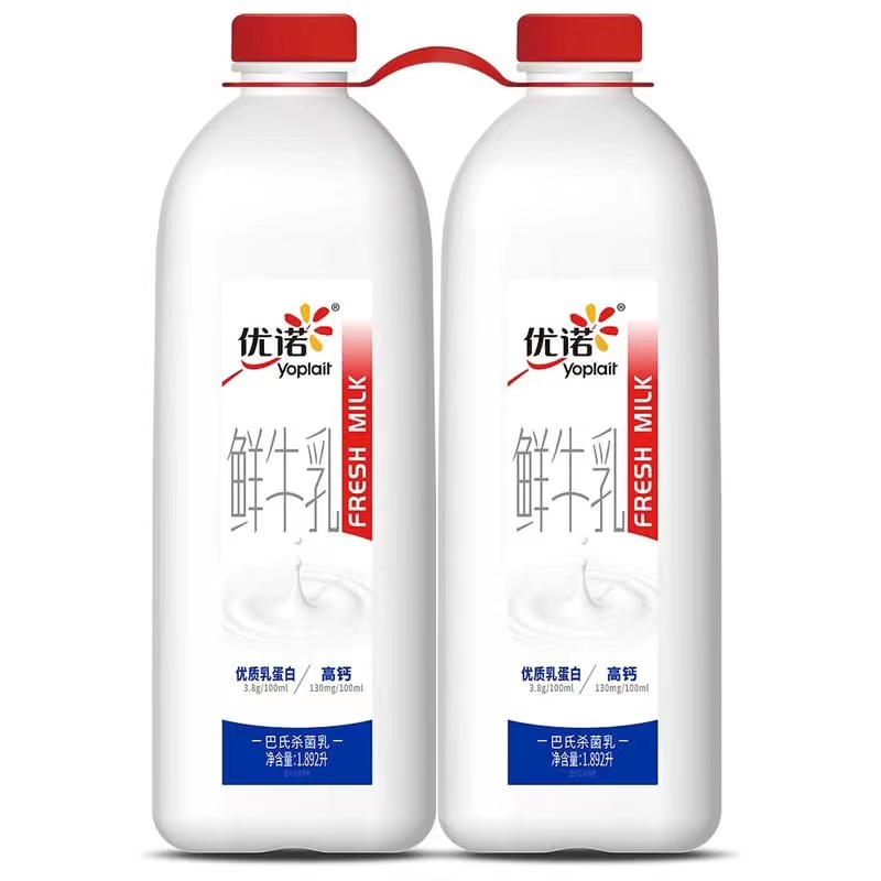 【会员商店】优诺鲜牛乳高钙牛奶标准1.89L*2冷运发货低温儿童