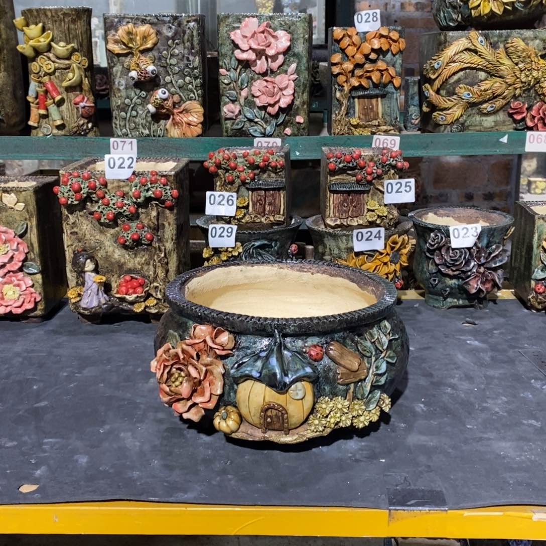 红陶青藤花器多肉花盆