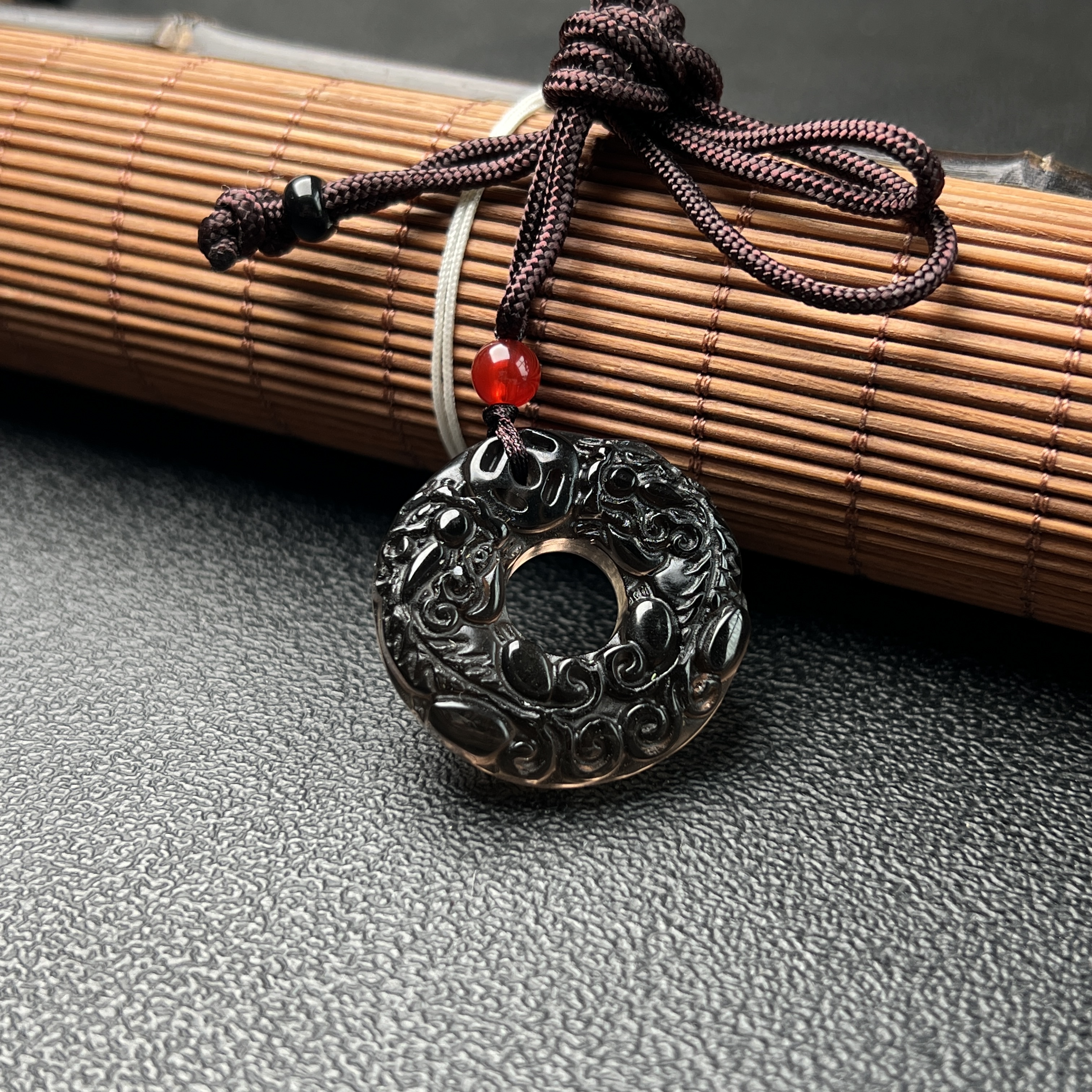 黑曜石貔貅扣吊坠素款女士玉石挂件黑曜岩百搭首饰男款 @只发一件