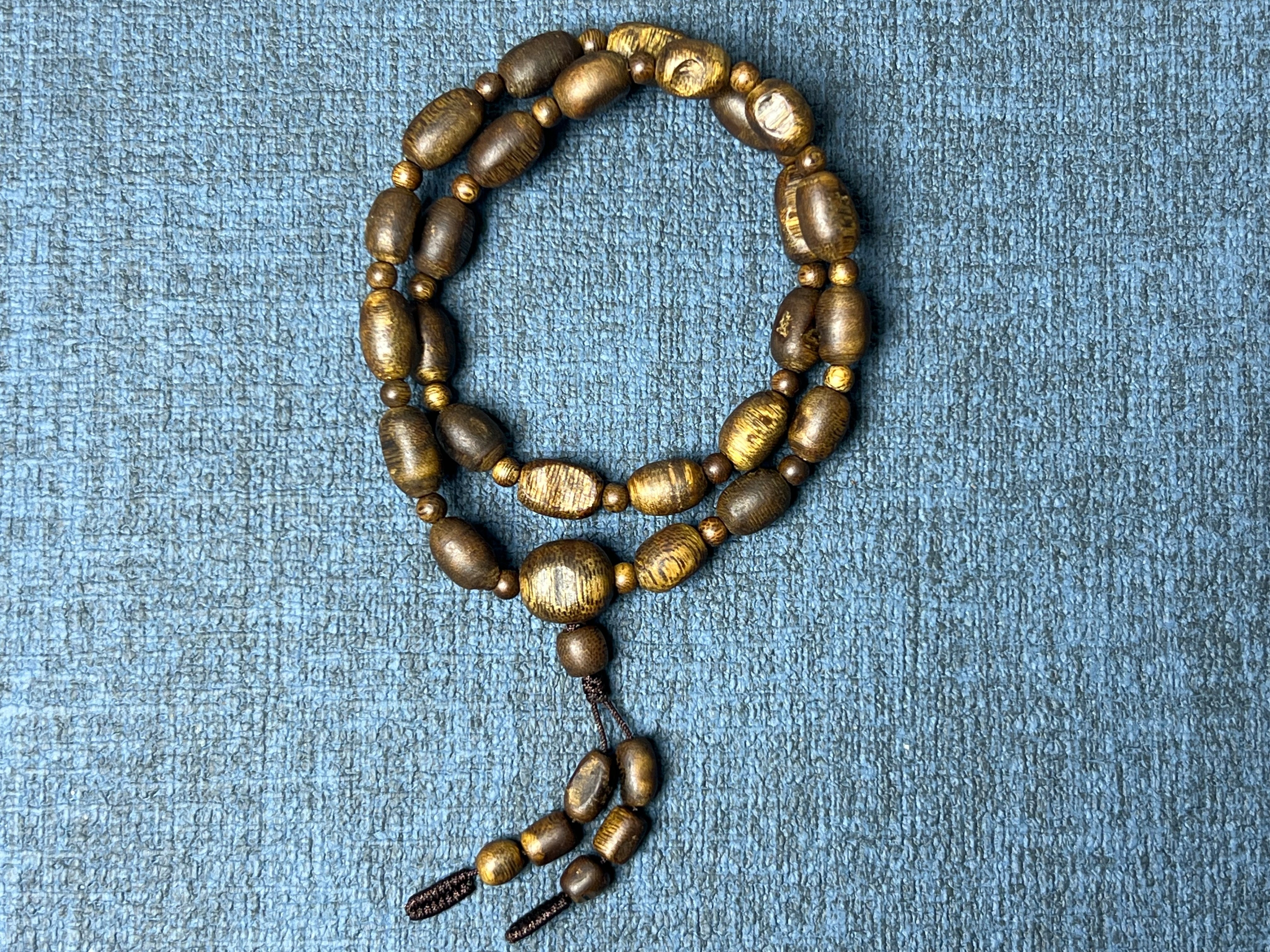 沉香海南老料留疤双圈手串项链