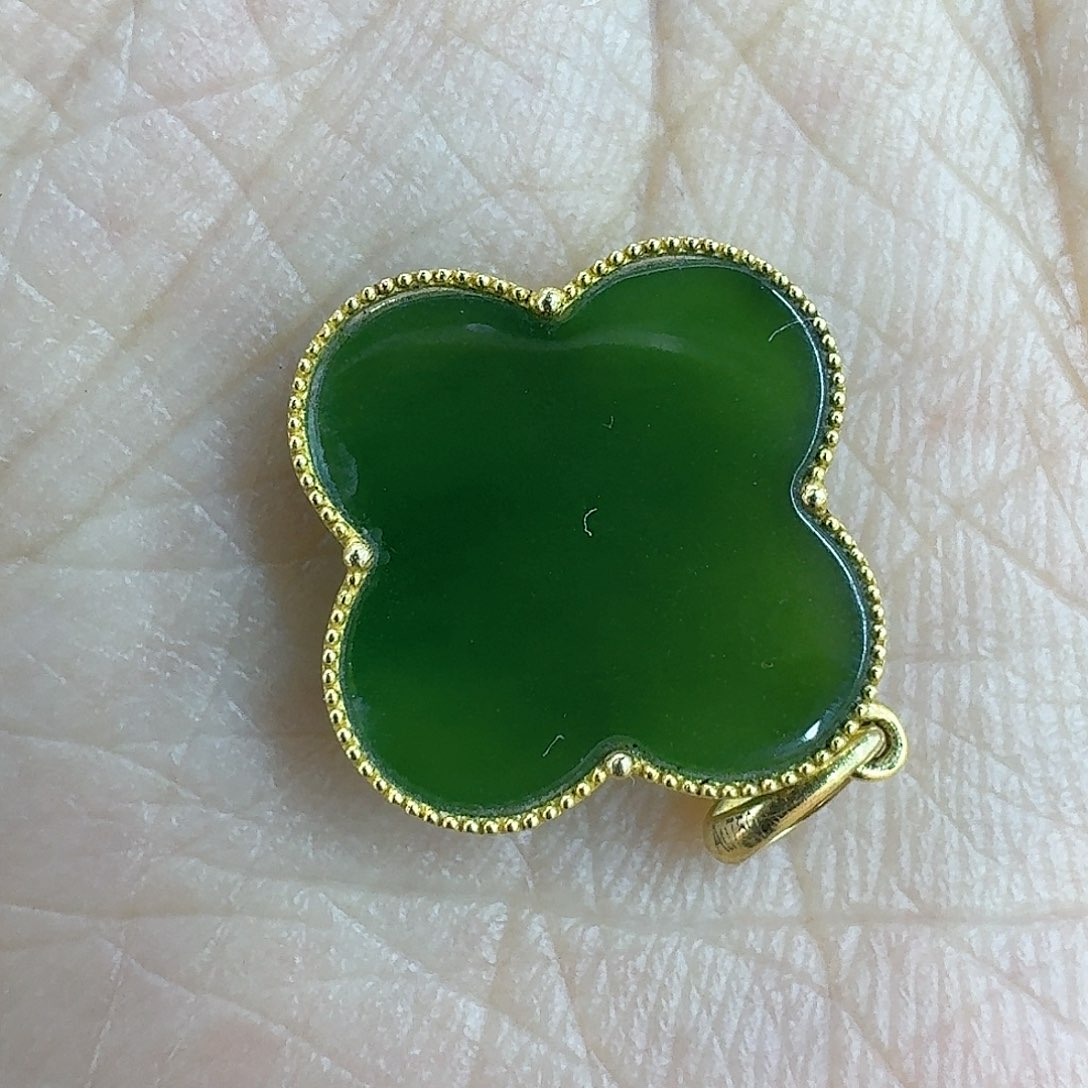 和田玉18K金镶嵌颈饰柠*