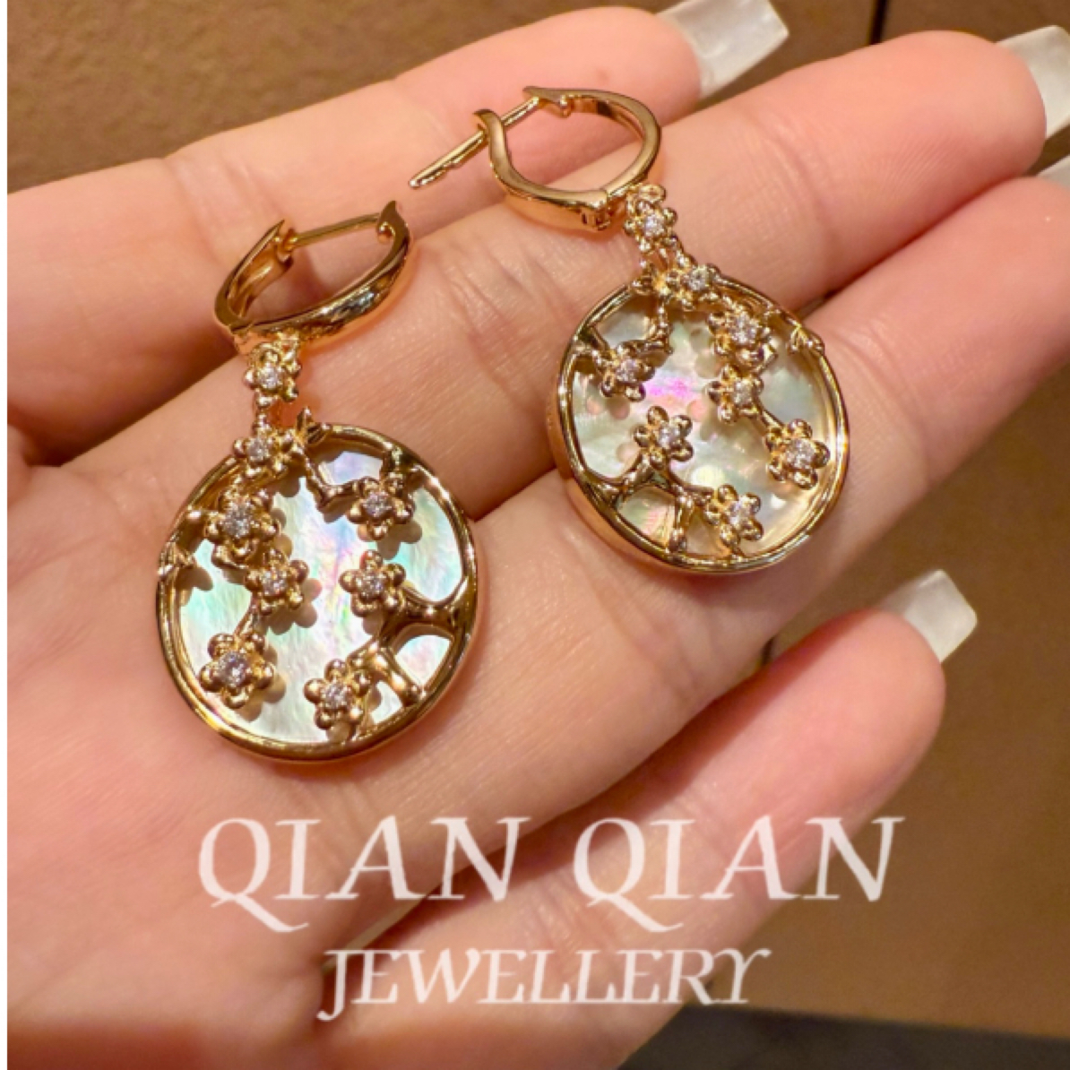 925银耳饰 【倩倩珠宝】新中式贝壳耳坠时尚设计感高级款 轻奢法式