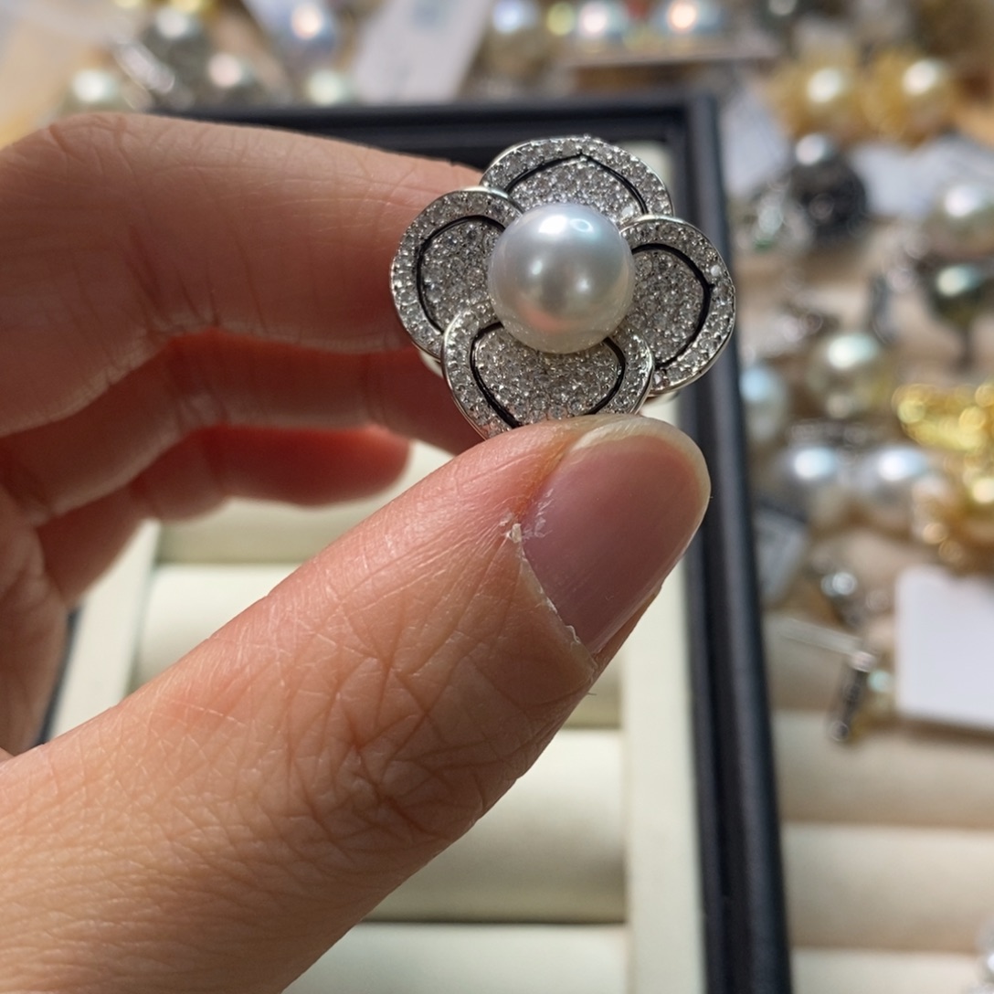 海水珍珠戒指银S925镶嵌