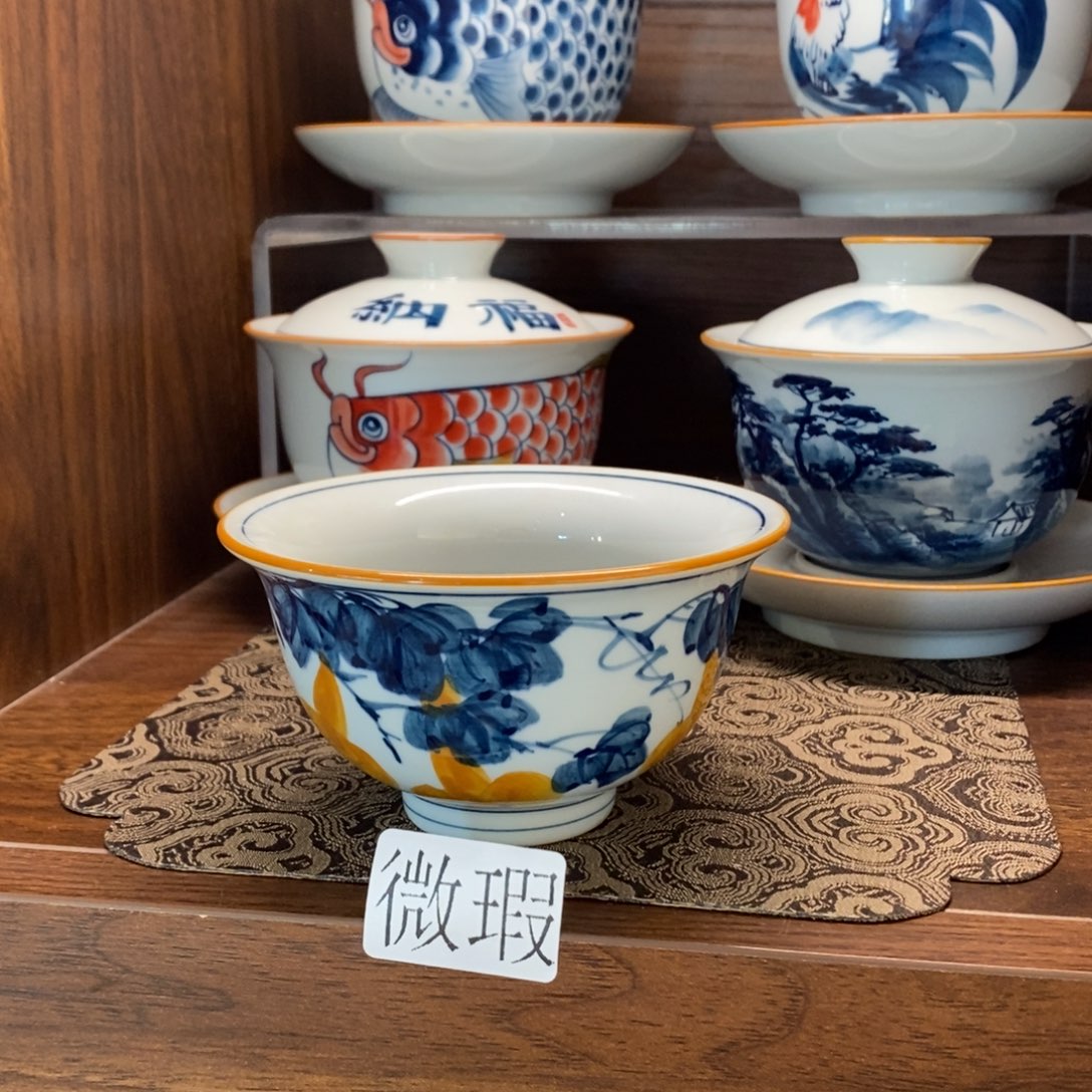 釉下彩老陶泥手工绘制