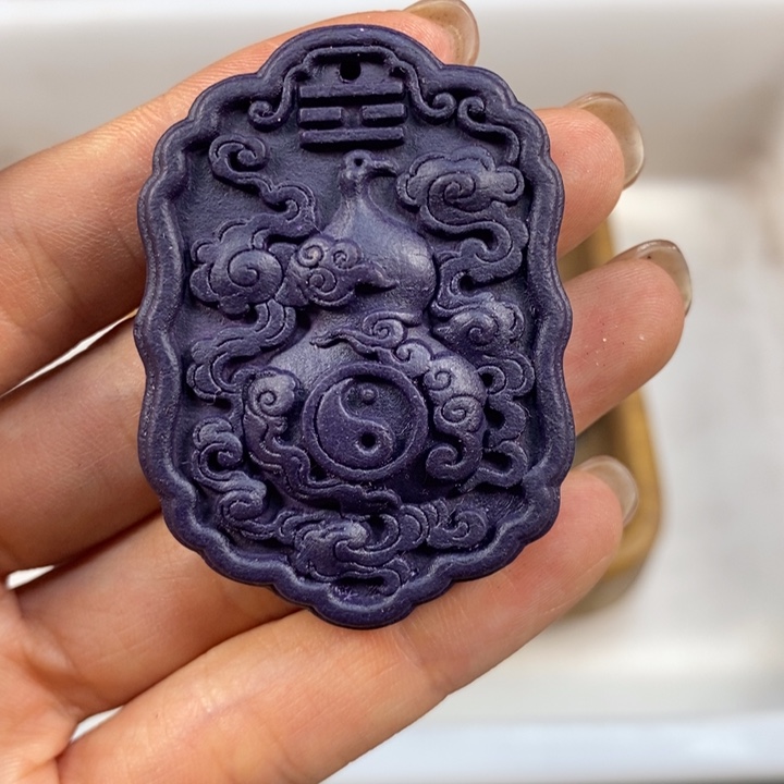 泥塑紫气东来祥云葫芦脖挂（穿好发货）