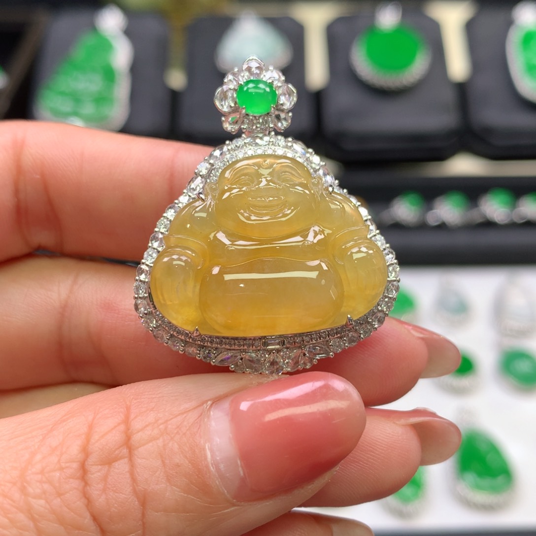 翡翠吊坠(不含链)18K金镶嵌
