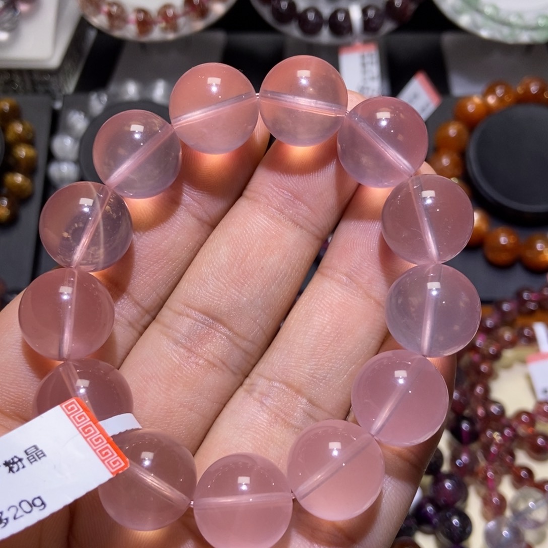 水晶手串未镶嵌冰菊粉16