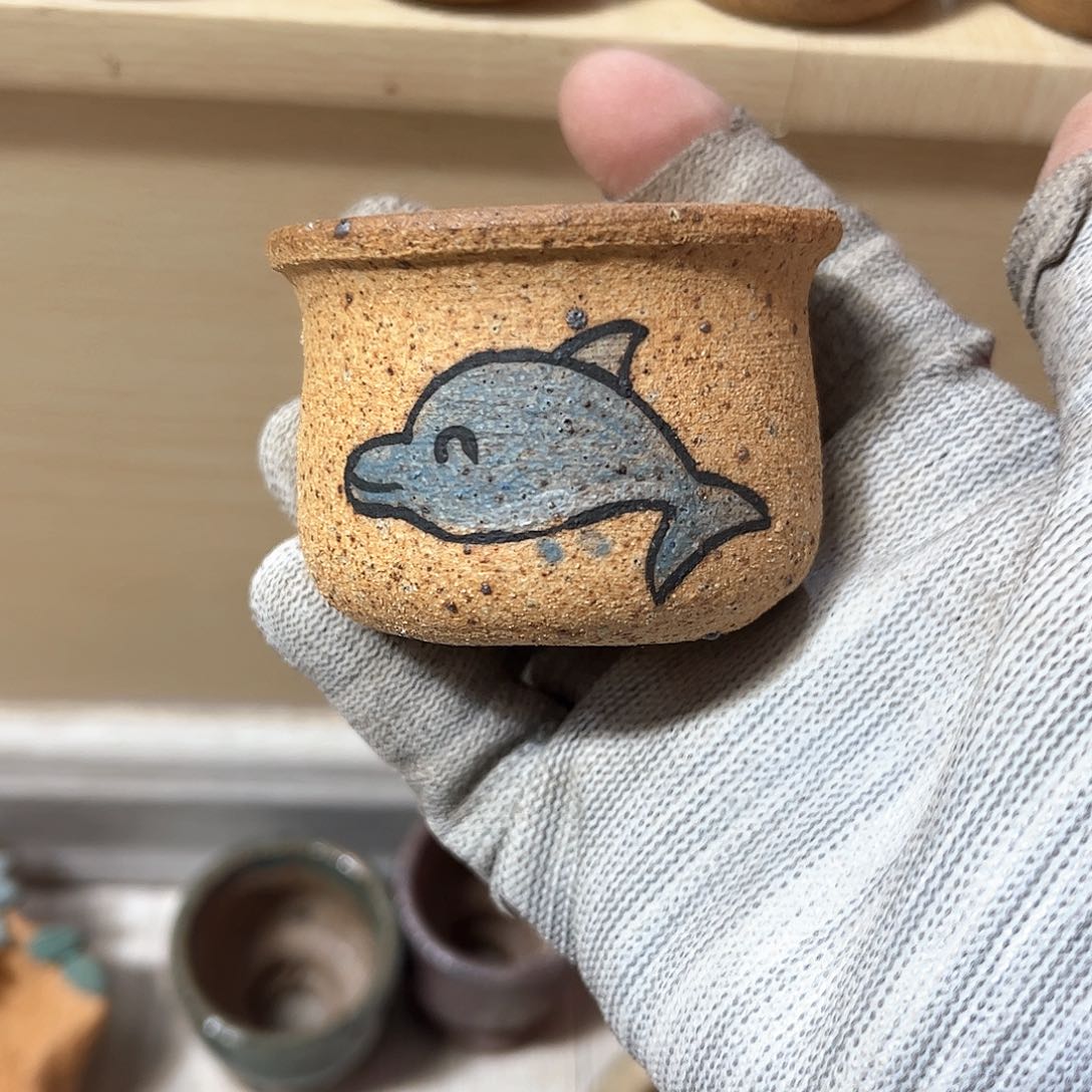 泥塑古镇炻陶花盆