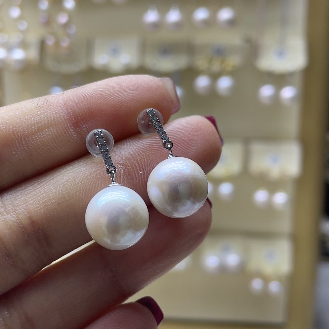 淡水珍珠耳饰银S925镶嵌