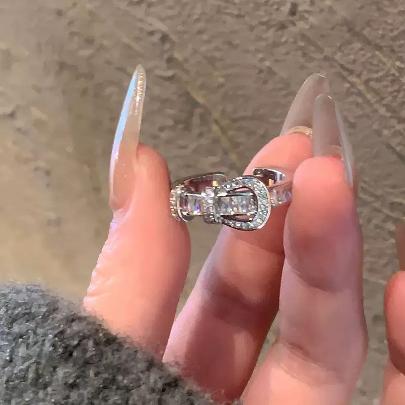 铜合金锆石戒指 锆石马蹄扣开口戒指 高级定制系列X35