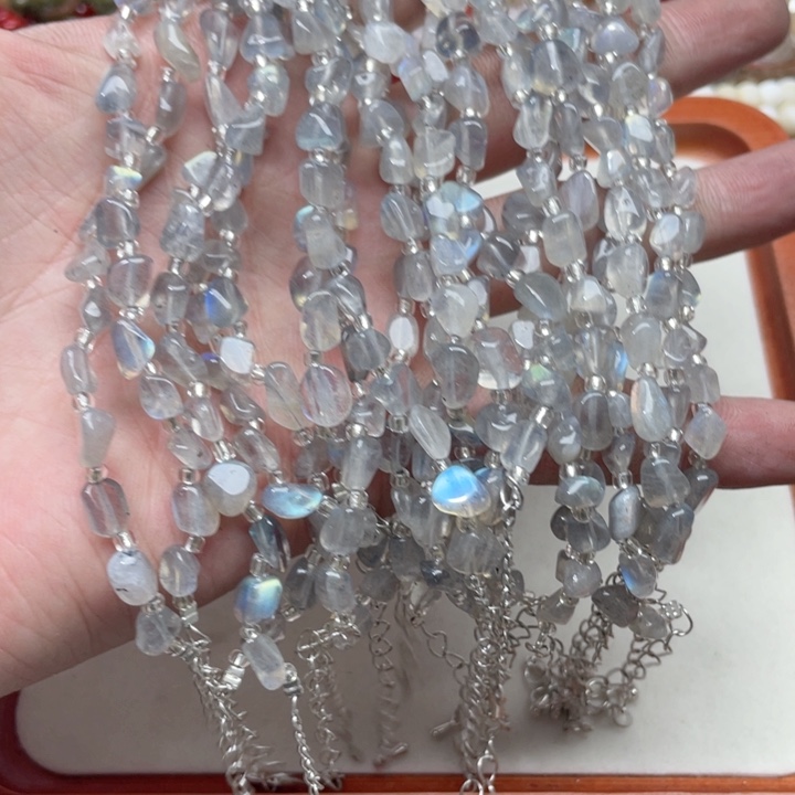 玛瑙/玉髓合金珠宝半成品一条灰月光手链