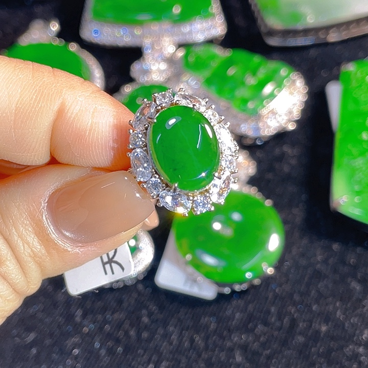 翡翠银S925镶嵌戒指