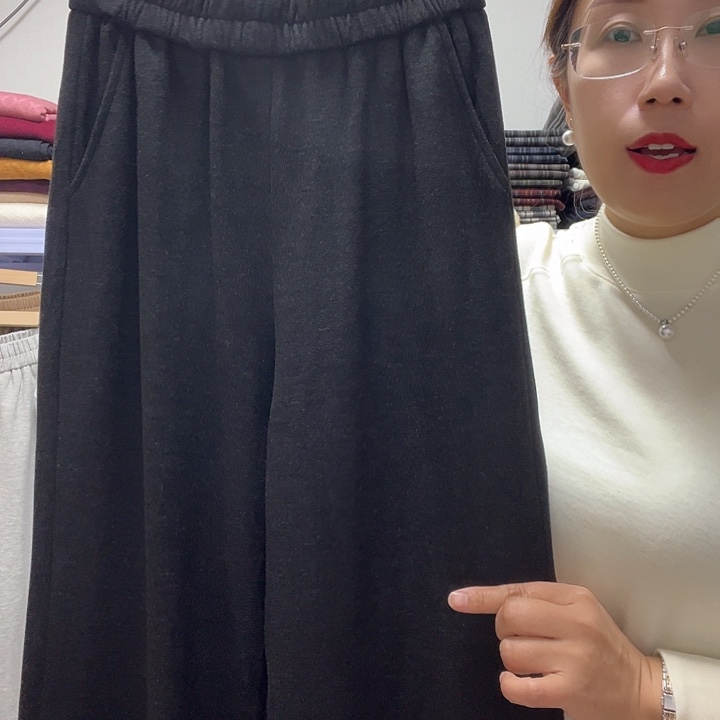 黑色奥绒直筒裤xL