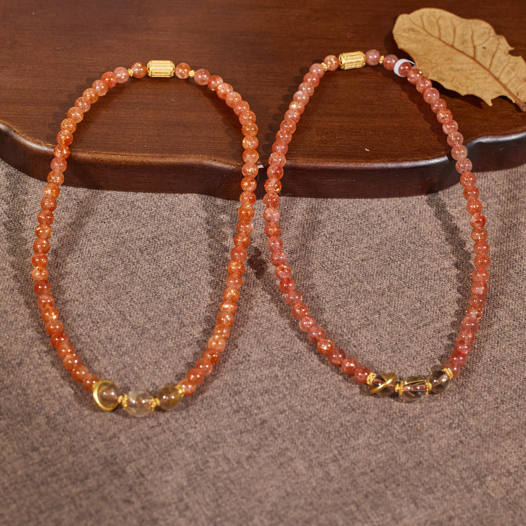 【歪歪】金太阳长石圆珠双圈手串（卡5）（多样性发其一）W8299