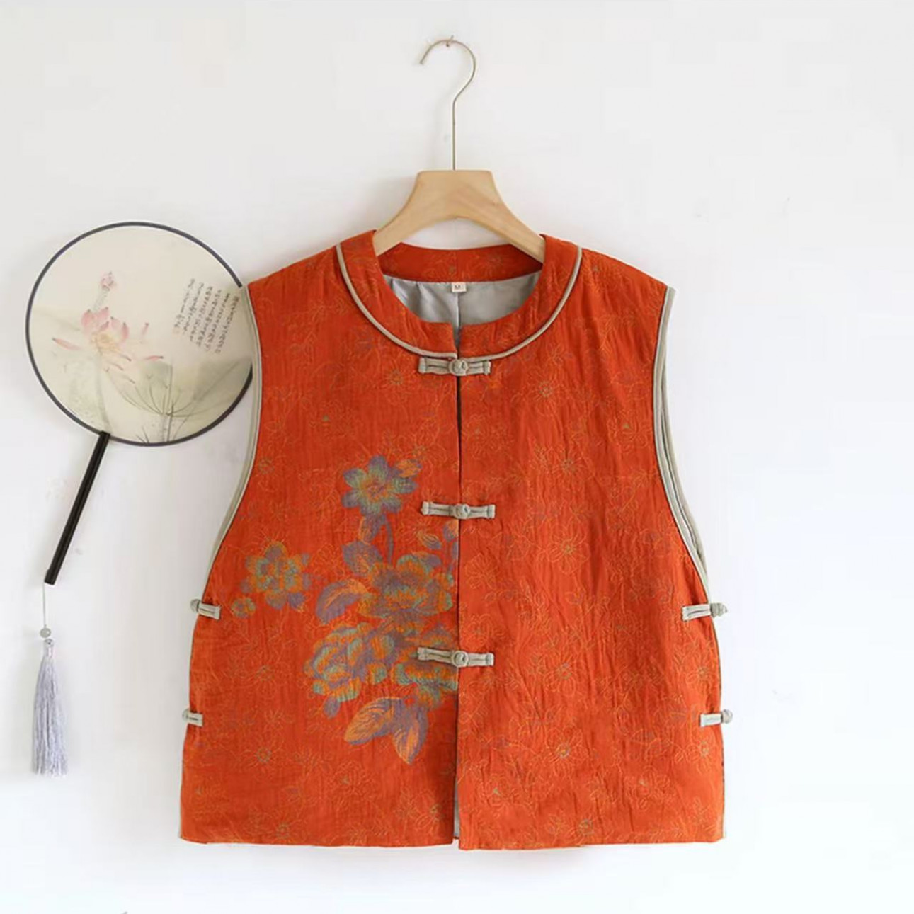 冬季新品国风款新中式色织提花棉高定款定位花马甲lby