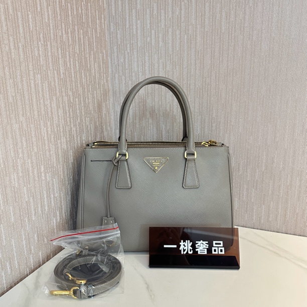 95新 Prada/普拉达 一桃/普拉达 大象灰双拉链杀手包