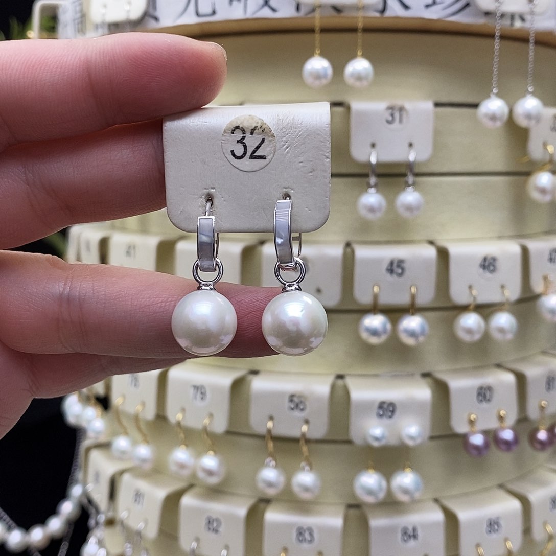 淡水珍珠耳饰银S925镶嵌