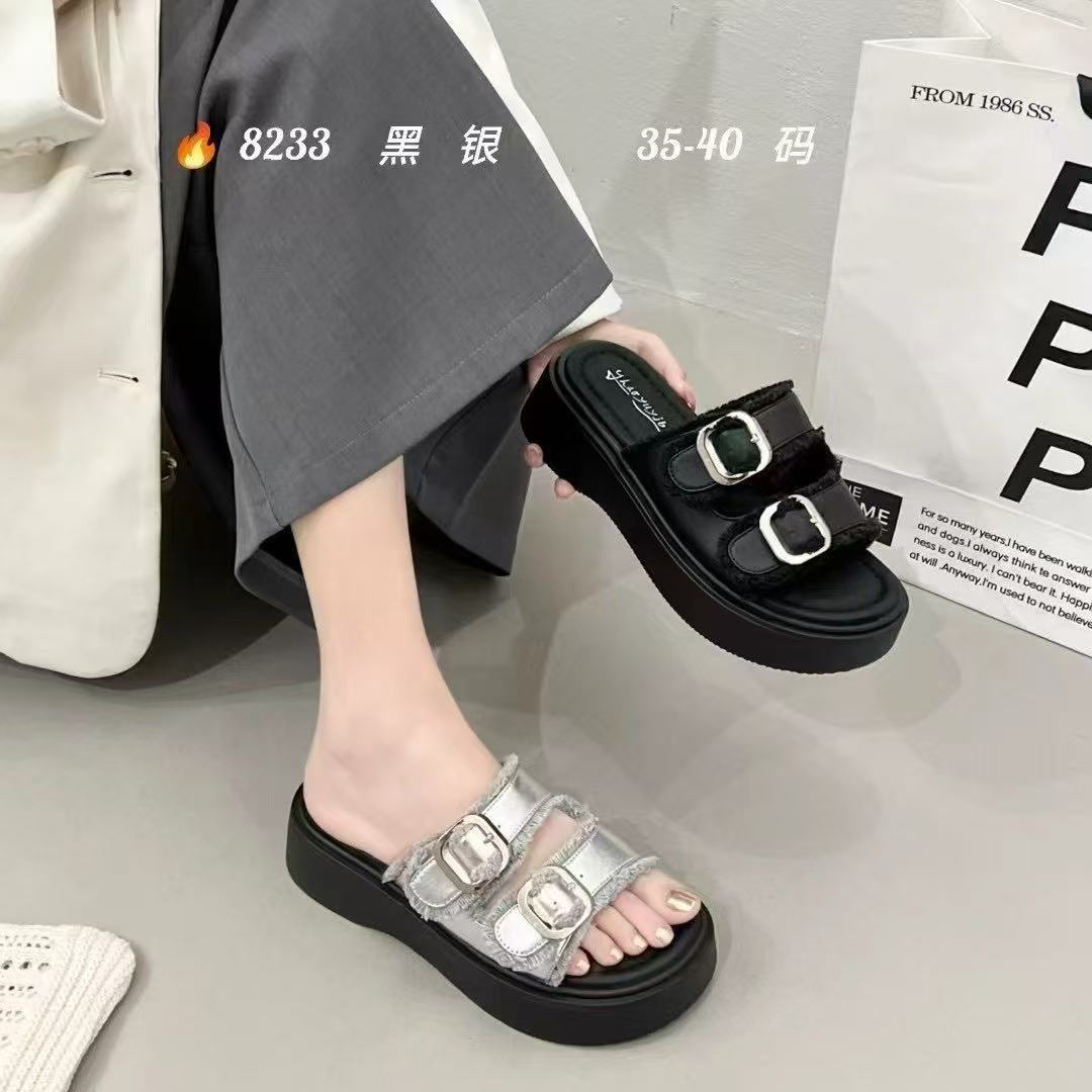 网红时尚高级感凉拖鞋厚底增高拖鞋