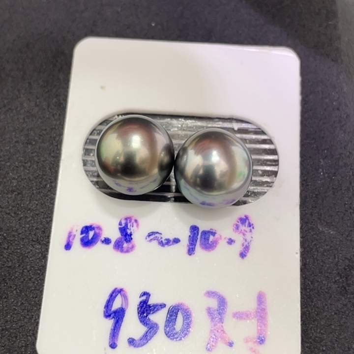 海水珍珠裸珠10.8-10.9mm炫彩大溪地对珠