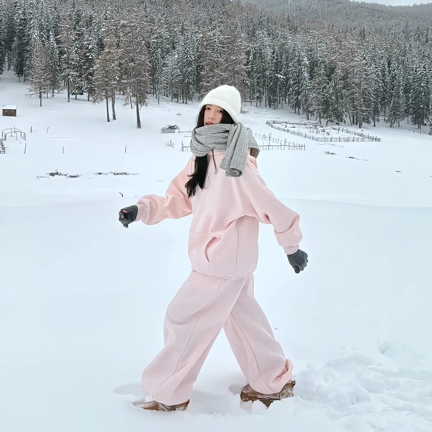 Tian design lab新款基础秋冬季连帽卫衣女加绒外套宽松休闲套装