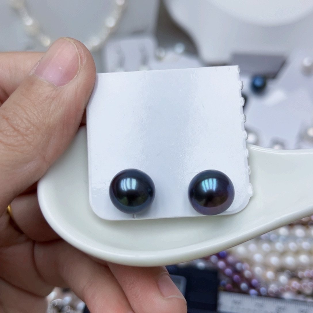 淡水珍珠耳饰银S925镶嵌