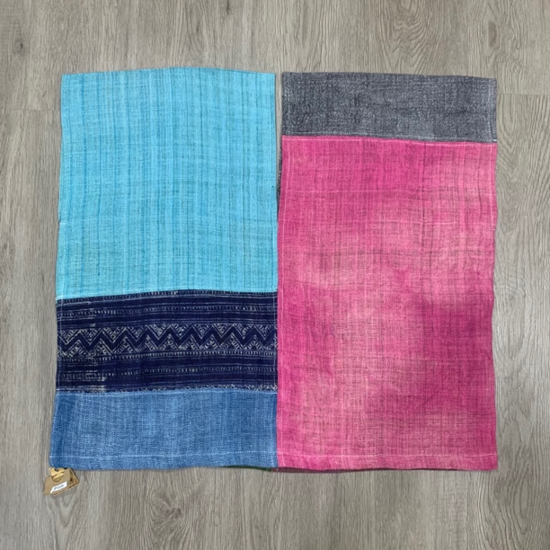 泰国民族风手工亚麻拼接短袖上衣