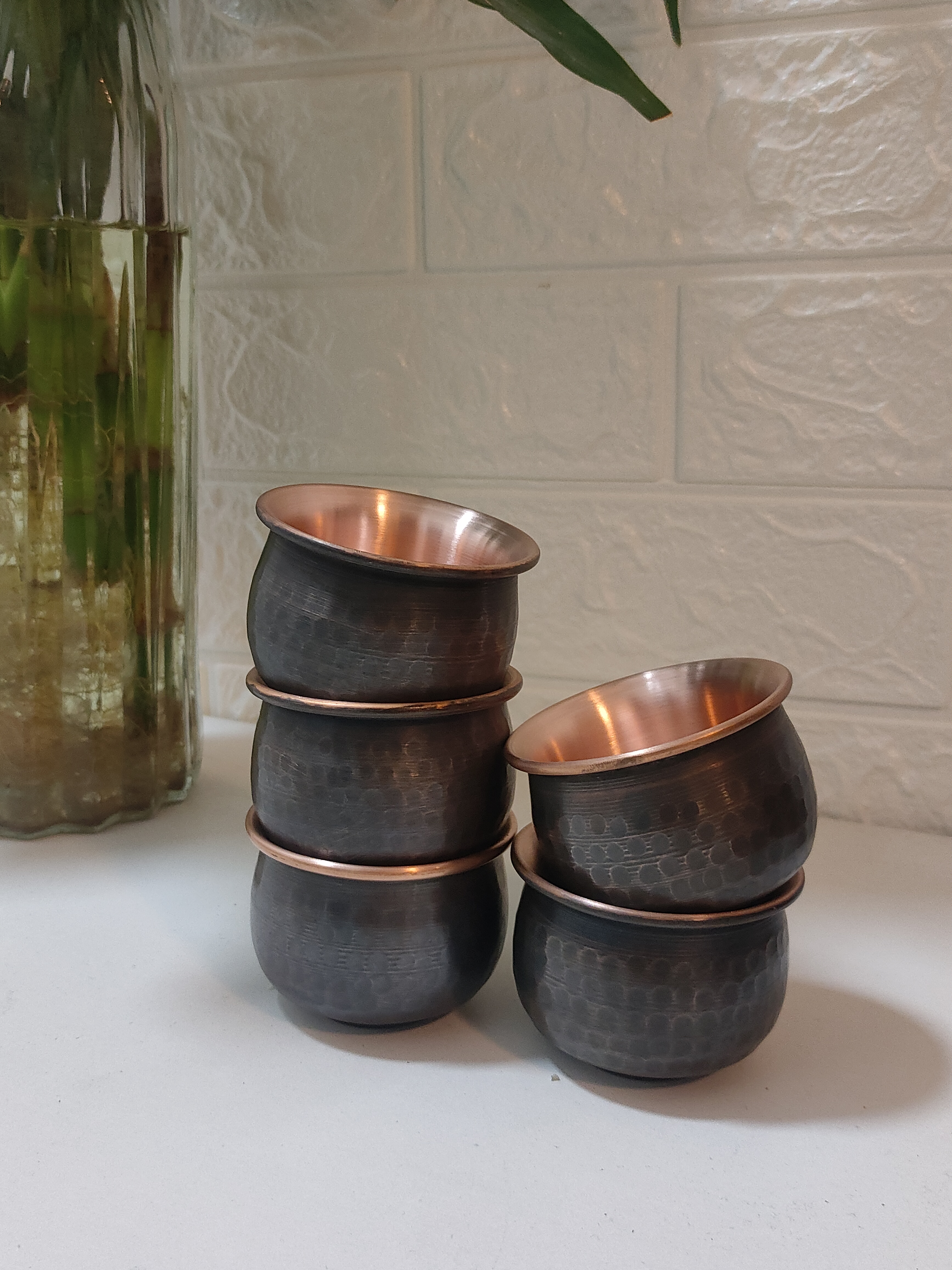 手工锤纹主人杯纯手工纯铜防烫双层紫铜100ml茶桌必备