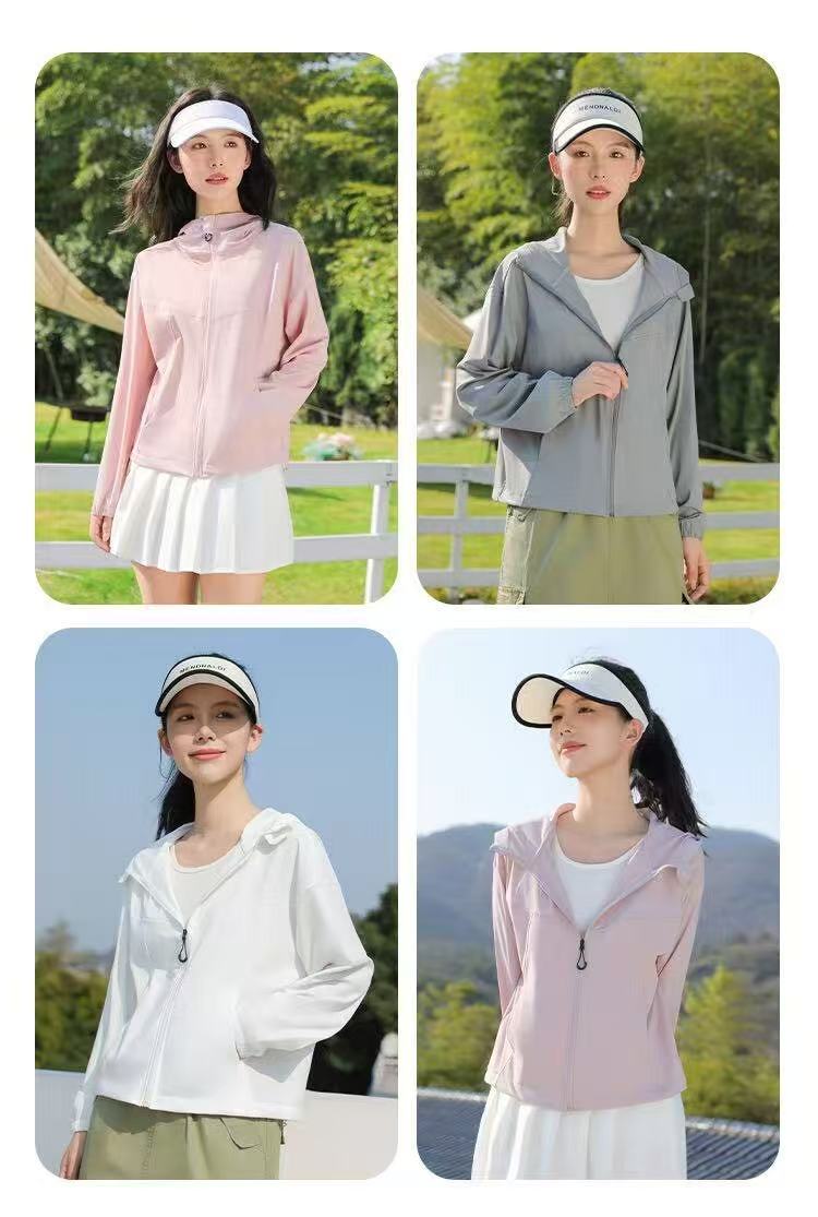 夏季休闲轻薄透气防晒衣锦纶抽绳设计户外骑行防紫外线防晒衣