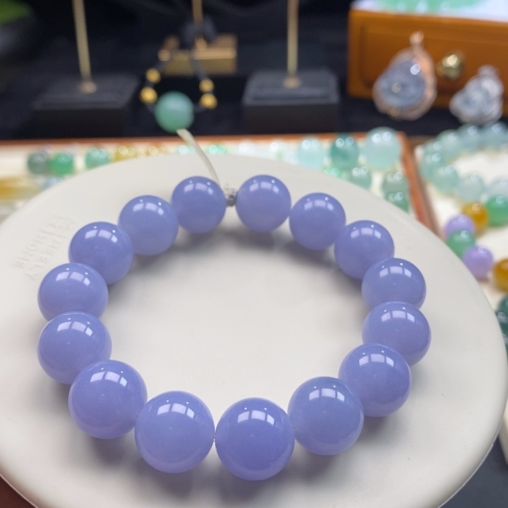 翡翠吊坠(不含链)未镶嵌翡翠浓蓝紫色手串卡13m