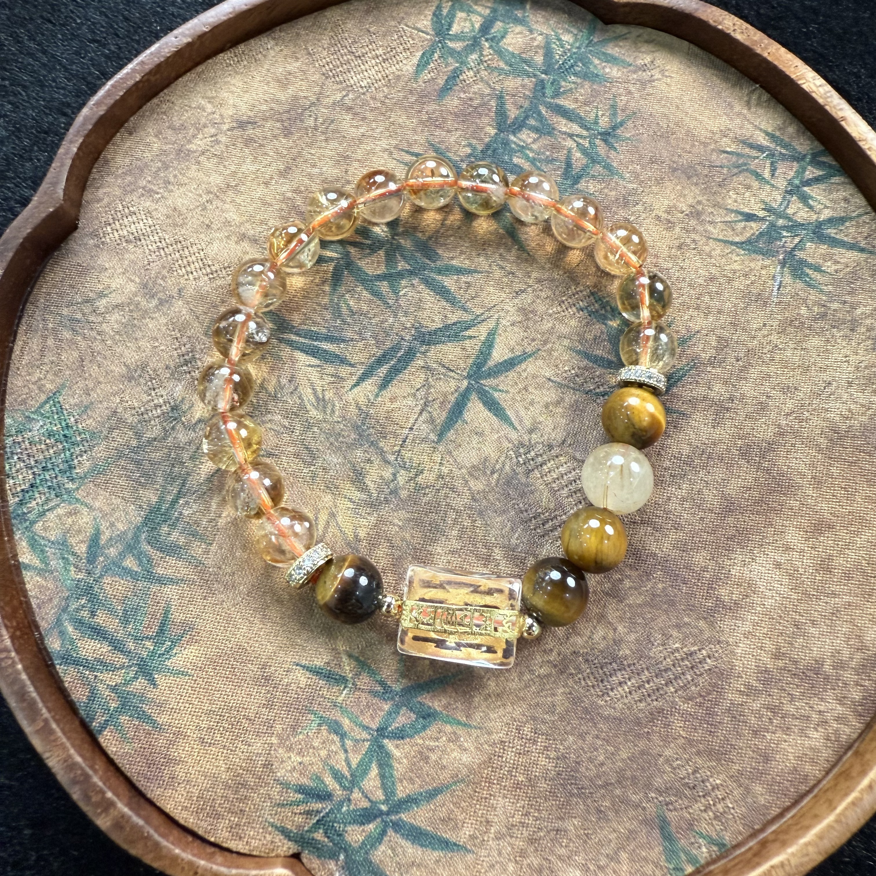 【暹罗珠宝】天然水晶 “泰有钳”黄塔晶手串 514001