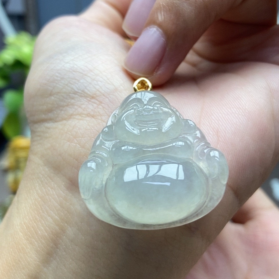 翡翠18K金镶嵌颈饰吊坠22