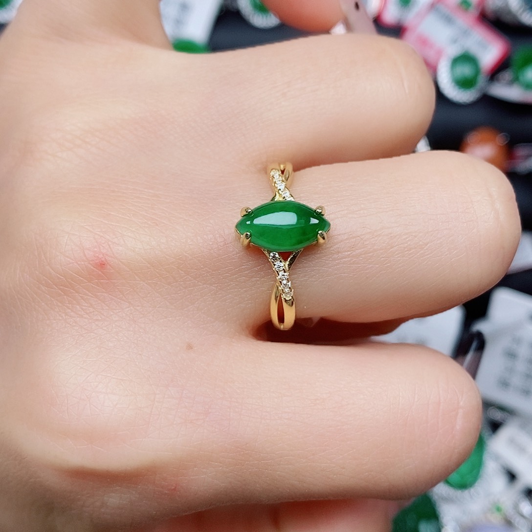 翡翠戒指银S925镶嵌戒指