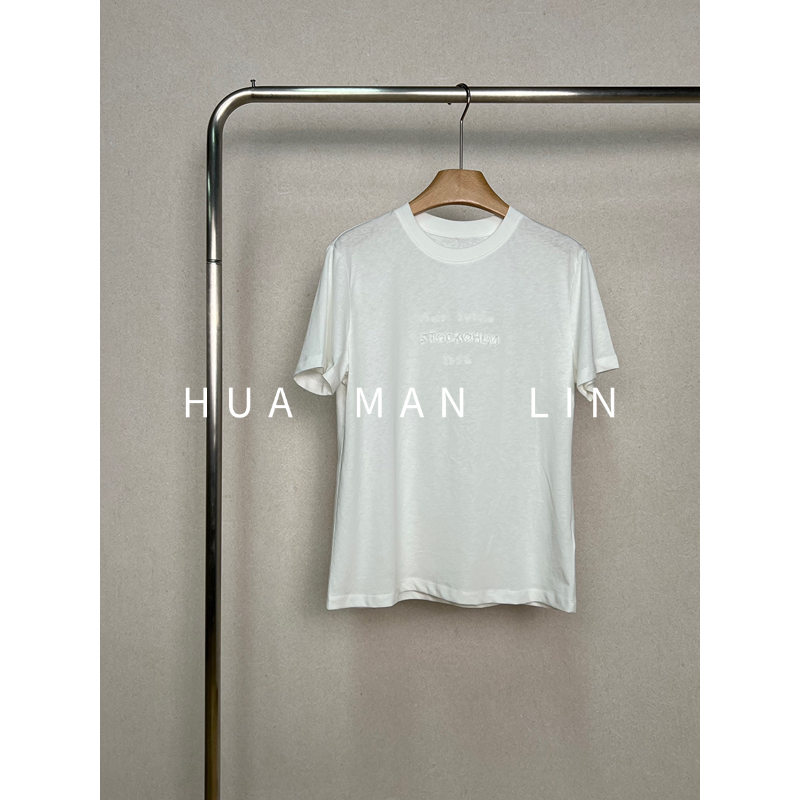 【花滿林】圆领重工钉珠刺绣白色短袖上衣92265