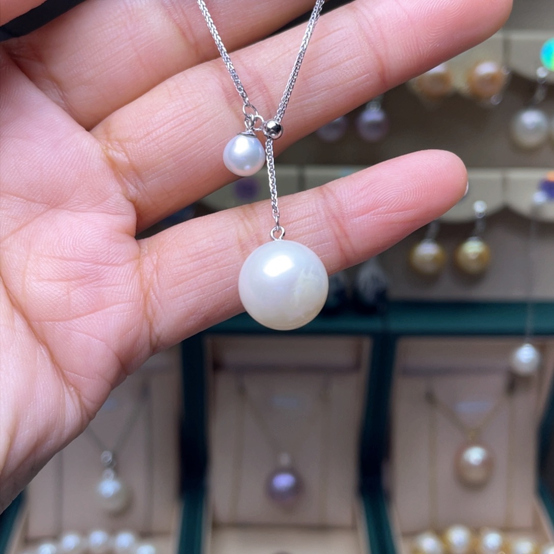 淡水珍珠吊坠银S925镶嵌