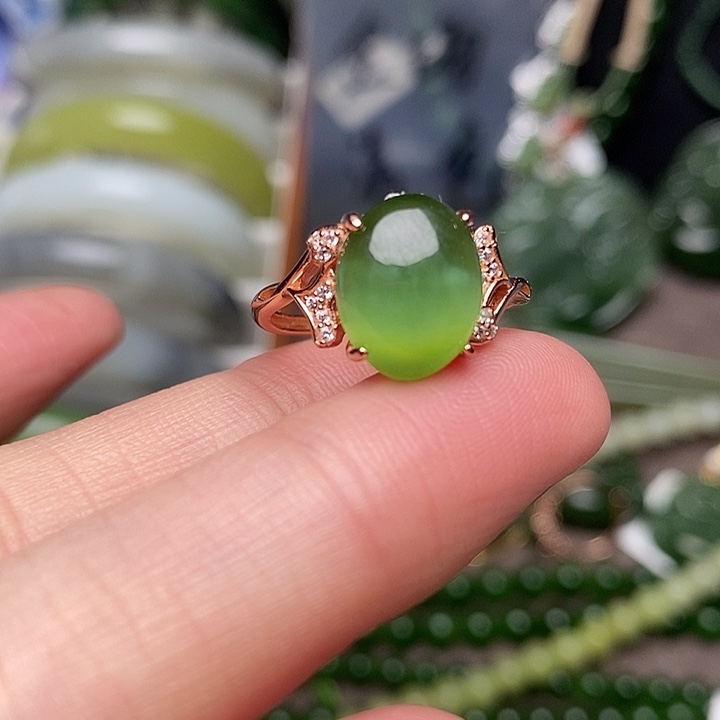 和田玉银S925镶嵌戒指