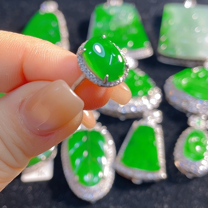 翡翠银S925镶嵌戒指翡翠