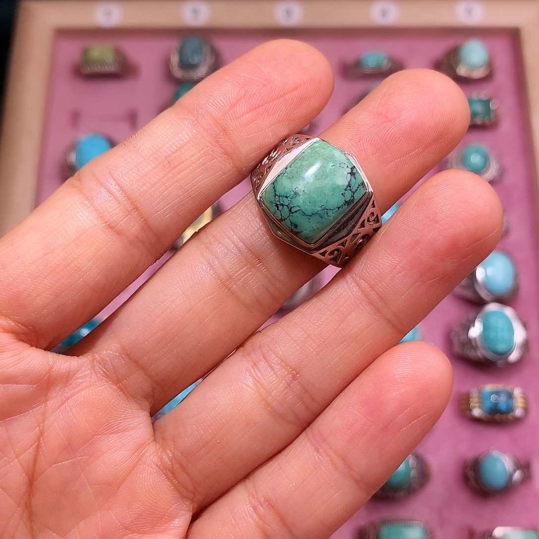 绿松石银S925镶嵌挂件