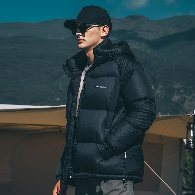 男女同款 230G高充绒高密锁绒内胆 冬季连帽羽绒保暖外套YR661