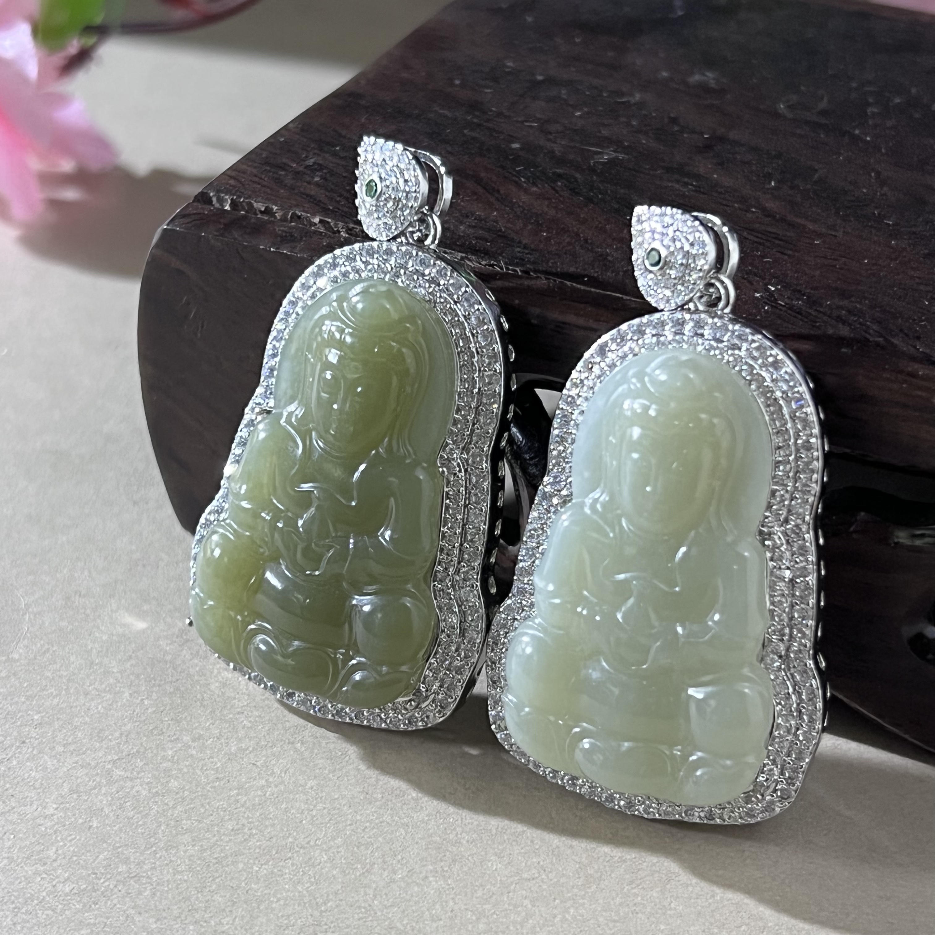 HT4936【任会长珠宝】和田玉观音吊坠-配链/绳-多样性只发一件