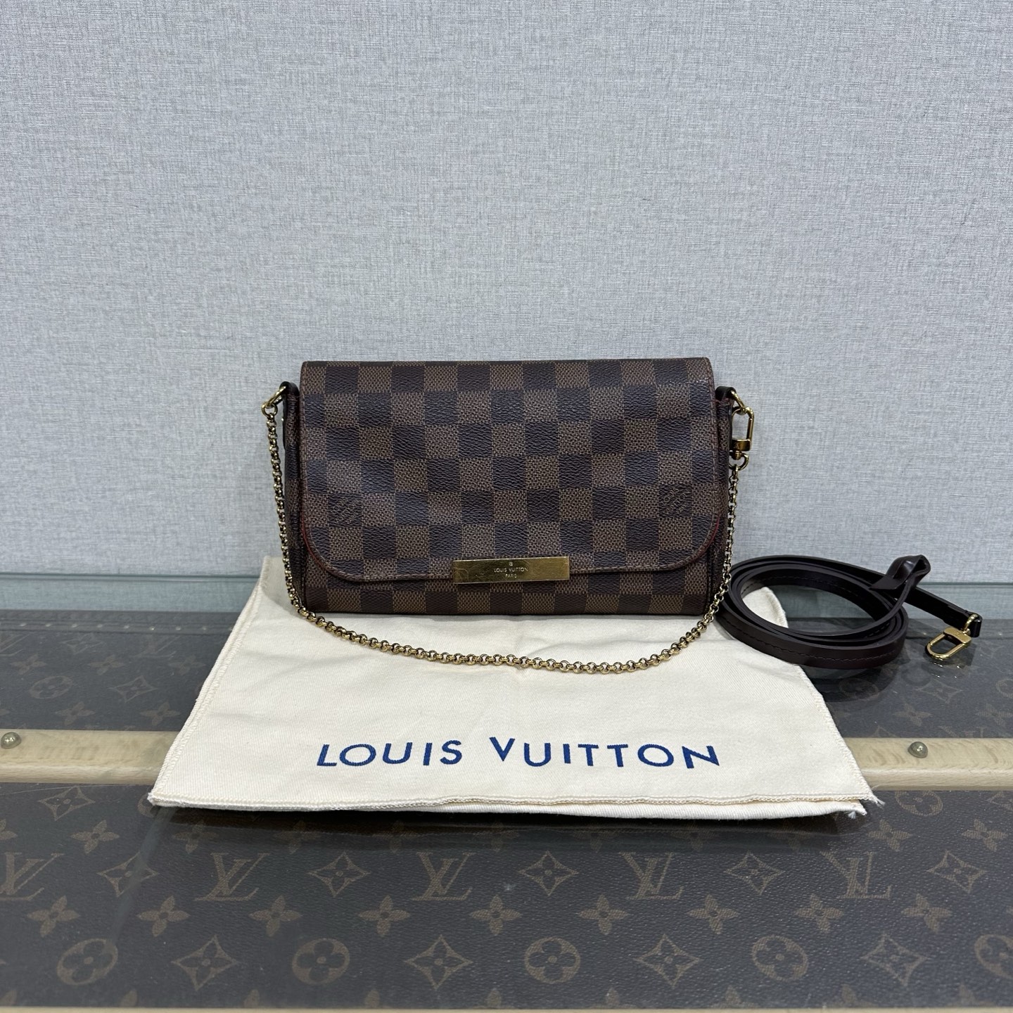 99新 LV 棕色棋盘格favorite挚爱单肩斜挎包 11680